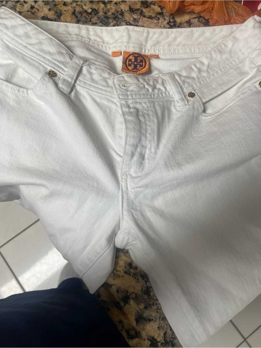 Tory Burch White Chinos with Gray Ombre Leg